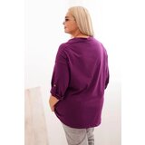 Kesi Włoski Plus Size women's blouse with cotton in a loose fit with a water neckline dark purple | Shoptok.si