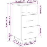  Noćni ormarići 2 kom s 2 ladice beton siva 36x36x68 cm | shoptok.hr
