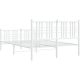 vidaXL Kovinski posteljni okvir z vzglavjem in vznožjem bel 120x200 cm | Shoptok.si