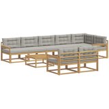  Set vanjskih sofa 9 kom. Bijela i svjetlosiva Poliester | shoptok.hr