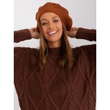 Fashion Hunters Light brown knitted beret Cene