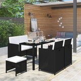  6-dijelni vrtni blagovaonski set od poliratana s jastucima crni | shoptok.hr