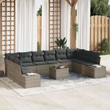 vidaXL 10 komadni set vrtnih sofa s jastučićima, crni poli ratan | shoptok.hr