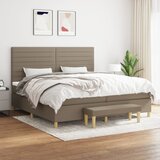  s oprugama i madracem smeđesivi 200x200 cm od tkanine | shoptok.hr