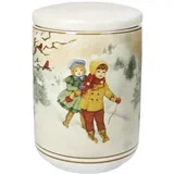 Doza za shranjevanje Cuccioli 10xh14,5cm / deklica in deček rumen plašč / porcelan, (5000267410)