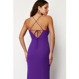 Trendyol Purple Evening Dress With Piping Detailed Back Cene
