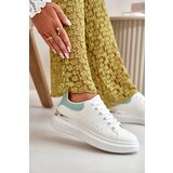 Boto Low Women's Sneakers On Platform Made Of Eco Leather White-Green Nevelena | Shoptok.si