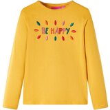 vidaXL Otroška majica z dolgimi rokavi motiv 3D besed temno oker 92 Cene