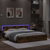  Okvir za krevet s uzglavljem i LED boja hrasta 200x200 cm | shoptok.hr