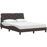  Krevet s madracem tamnosmeđi 140 x 190 cm od tkanine - Tamno smeđa 140 x 190 cm | shoptok.hr