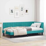 vidaXL Kutni okvir kreveta s uzglavljem Tirkizna 100 x 200 cm Baršun | shoptok.hr
