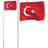 Turska zastava i jarbol 6,08 m aluminijski | shoptok.hr