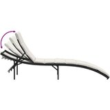  Ležaljka za sunčanje s jastukom crna 55 x 199 x 50 cm poliratan | shoptok.hr