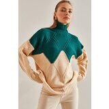 Bianco Lucci Women's Turtleneck Diamond Patterned Knitwear Sweater cene