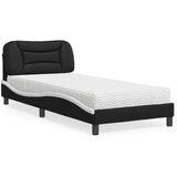 The Living Store Postelja z vzmetnico črna in bela 80x200 cm umetno usnje - Postelja, (21611823) | Shoptok.si