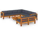  9-dijelna vrtna garnitura s tamnosivim jastucima bagremovo drvo | shoptok.hr
