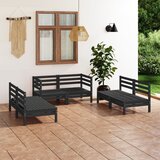 The Living Store Vrtna sedežna garnitura 6-delna črna trdna borovina - Vrtna Sedežna Garnitura, (21477790) | Shoptok.si