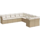 vidaXL 10-dijelni set vrtnih sofa s jastucima bež od poliratana | shoptok.hr