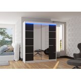 ADRK Drsna omara z ogledalom TRAVES 180 cm - BELA-ČRNA | Shoptok.si