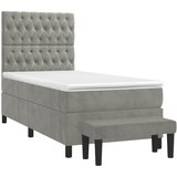 Box spring krevet s madracem svjetlosivi 100x200 cm baršunasti | shoptok.hr