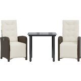 vidaXL 3-dijelni bistro set s jastucima smeđi od poliratana | shoptok.hr