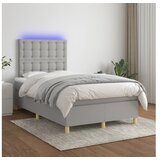  Krevet box spring s madracem LED svjetlosivi 120x200 cm tkanina | shoptok.hr