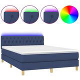 Maison Chic Box spring postelja - Vzmetna postelja z vzmetnico LED modra 140x200 cm blago SL15529, (21902882) | Shoptok.si