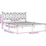  Metalni okvir za krevet s uzglavljem bijeli 150x200 cm | shoptok.hr