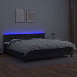  Box spring postelja z vzmetnico LED črna 200x200cm umetno usnje, (20724684) | Shoptok.si