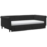  Dnevni krevet na razvlačenje s ladicama crni 100x200 cm baršun | shoptok.hr