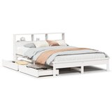 vidaXL Knjižna postelja brez vzmetnice bela 140x200 cm trdna borovina, (21609545) | Shoptok.si