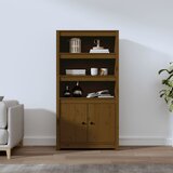vidaXL Visoka omara medeno rjava 80x35x154 cm trdna borovina Cene