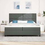 vidaXL Postelja z vzmetjo z vzmetnico Temno siva 200x200 cm Tkanina, (22083313) | Shoptok.si