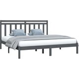  Posteljni okvir siv iz trdnega lesa 200x200 cm, (20646173) | Shoptok.si