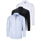 Dewberry TRIPLE SET G674 MENS SHIRT-BLACK-WHITE-LIGHT BLUE | shoptok.hr