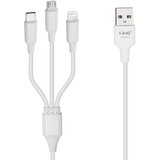 LINQ Kabel 3-v-1 USB v USB-C / iPhone Lightning / Micro-USB - 5 A ultra-hitro polnjenje - dolžina 1,2 m, - bel, (20649884) | Shoptok.si