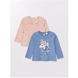 LC Waikiki LCW baby Crew Neck Long Sleeve Printed Baby Girl T-Shirt, Pack of 2 cene