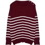 Trendyol Curve Burgundy Striped Crew Neck Knitwear Sweater