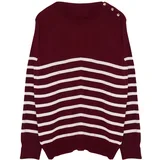 Trendyol Curve Burgundy Striped Crew Neck Knitwear Sweater