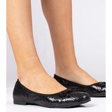 Gemre Black women's glitter ballet flats with bow Vellas Cijene