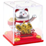  Chinese Lucky Cat In Display Case Solar Figurine Ornament Silver | shoptok.hr