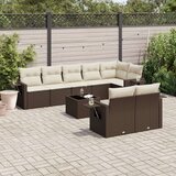 vidaXL 9-dijelni set vrtnih sofa s jastucima poliratan smeđi | shoptok.hr