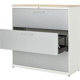 mauser Predalnik za obešalne mape, plošča iz umetne mase, 3 predali, 3 vrste, z blažilnikom, čista bela / aluminijasto siva / javor | Shoptok.si