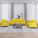 vidaXL Sedežna garnitura 3-delna z vzglavniki svetlo rumeno blago | Shoptok.si