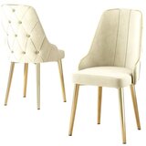 Hanah home set trpezarijskih stolica Krax 8 kom, krem tkanina Babyface, zlatne metalne noge | Eponuda.com