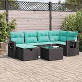vidaXL Vrtna garnitura - 7-dijelni set vrtnih sofa od poliratana s jastucima crni - Crna sa spremištem 5 | shoptok.hr
