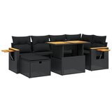 vidaXL Vrtna sedežna garnitura 7-delna z blazinami črn poli ratan, (21094304) | Shoptok.si