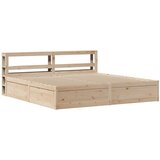 vidaXL Posteljni okvir z vzglavjem 200x200 cm trdna borovina, (21321712) | Shoptok.si