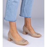 D/CEO marka niezdefiniowana Brown low heel pumps with rhinestones Cahes | Shoptok.si