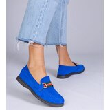 Gemre Blue eco-suede moccasins with gold decoration Daliana | shoptok.hr
